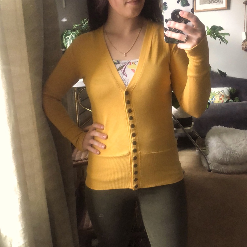 Yellow button up cardi